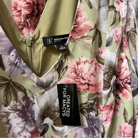 INC international concepts Floral V-Neck Dress - Zip and tie back, size XL - Picture 7 of 14